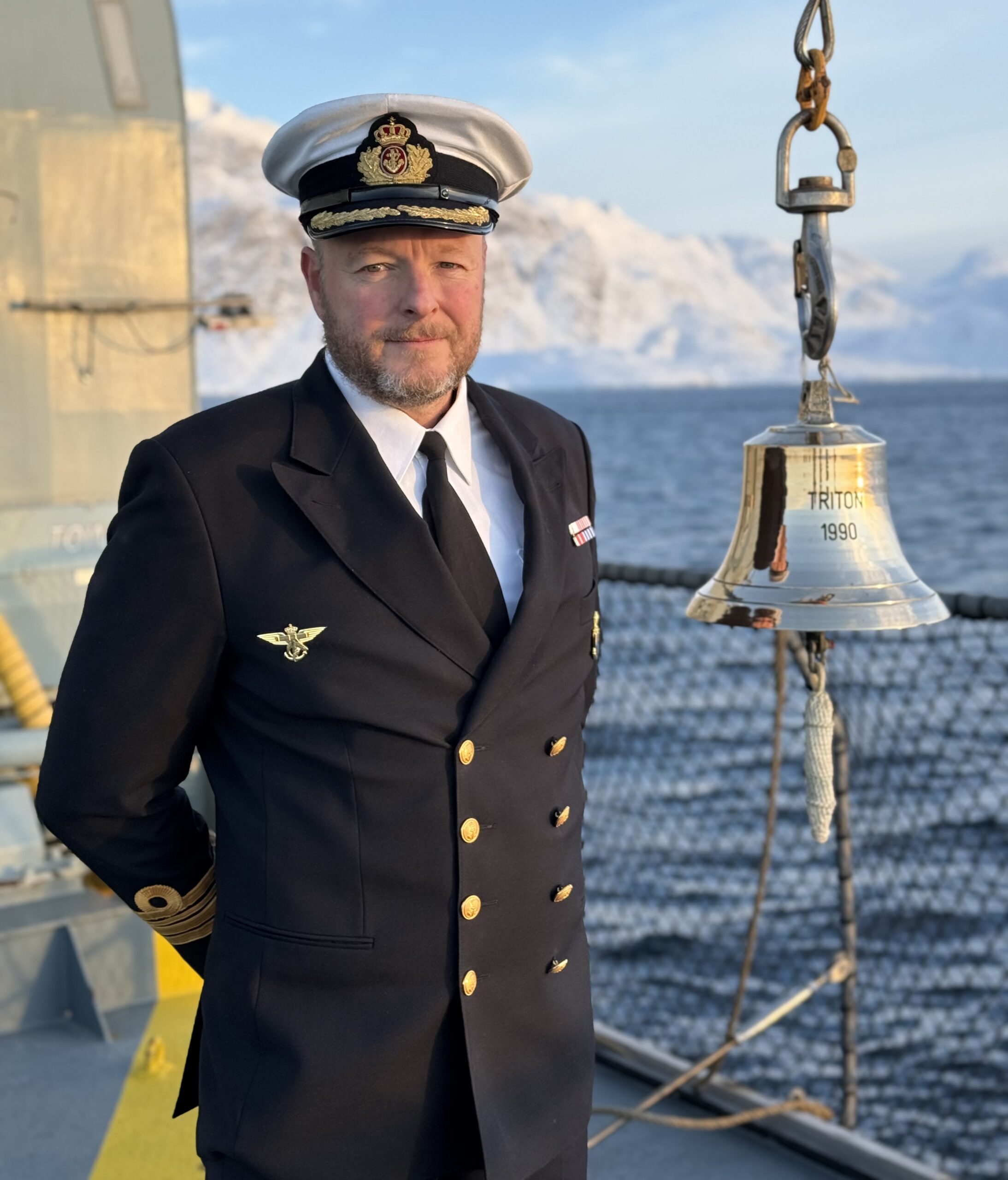 Jens Bach ombord 
 i TRITON i Godthåbsfjorden. Privatfoto.