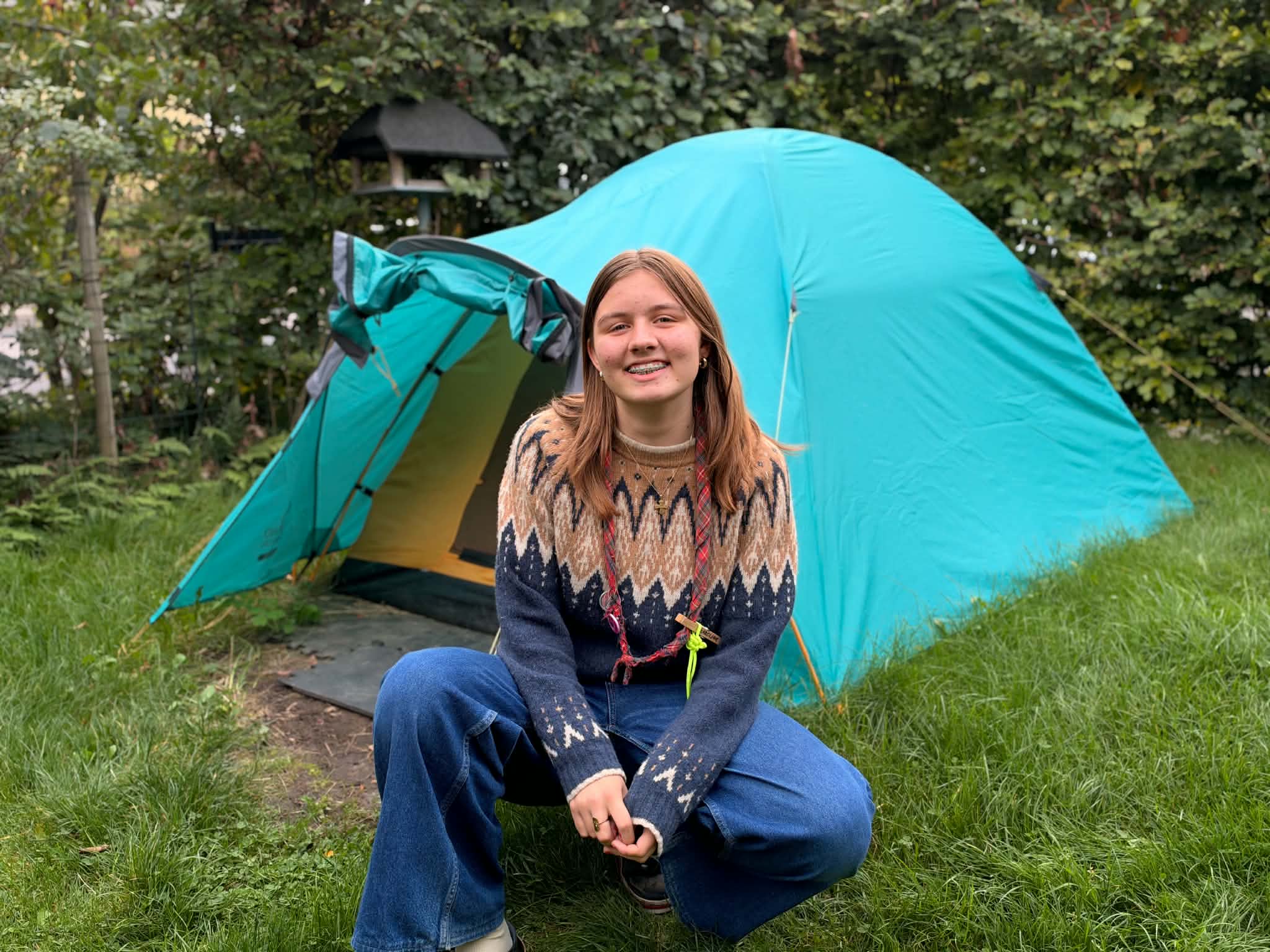 Karoline Korsgaard tog først Pico-Snorky, men skulle starte forfra med Snorky-mærket. Nu er hun tæt på halvandet år i telt. Privatfoto.